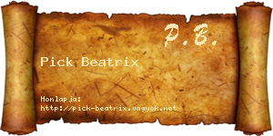 Pick Beatrix névjegykártya